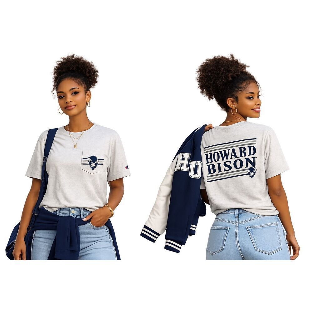 Champion Howard University Bison HBCU Graphic Pocket Tee Gray Large
